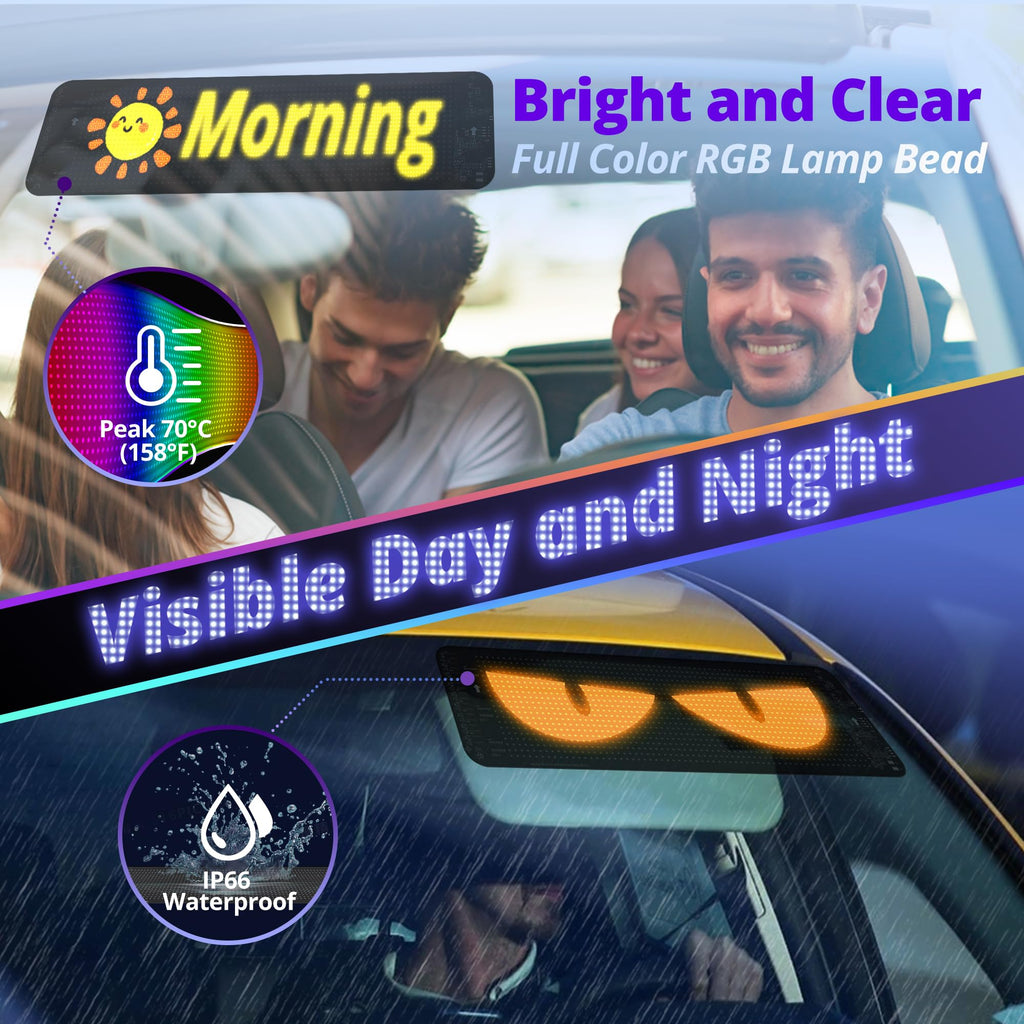 AI Voice Devil Eyes Light – Flexible IP66 LED Sign for Cars