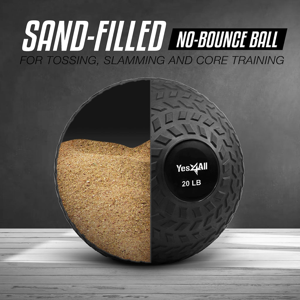 Yes4All 9kg Slam Ball – Textured PVC Non-Bounce Medicine Ball, Black