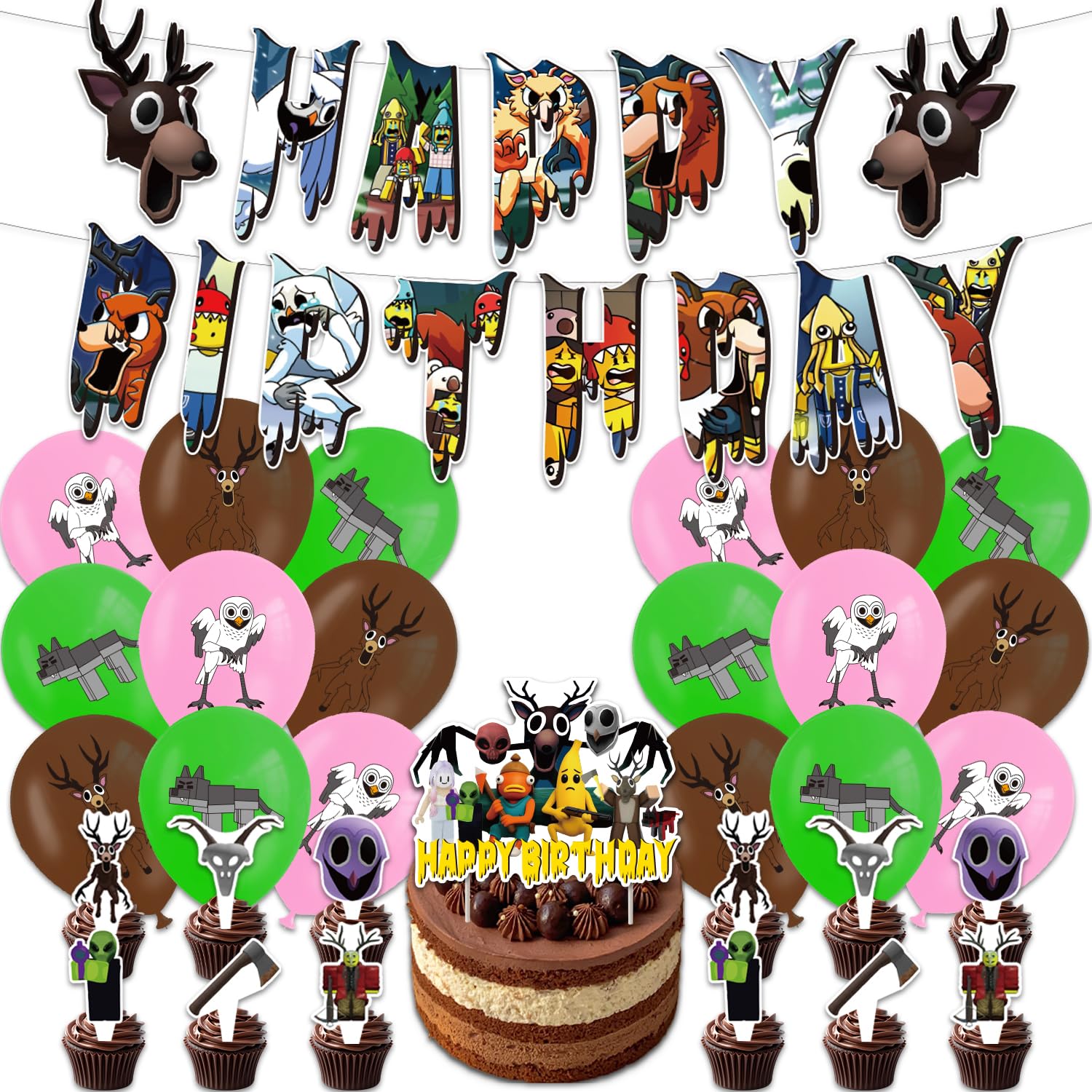 Jolof Store 99 Nights in the Forest Deer Birthday Party Decorations Set