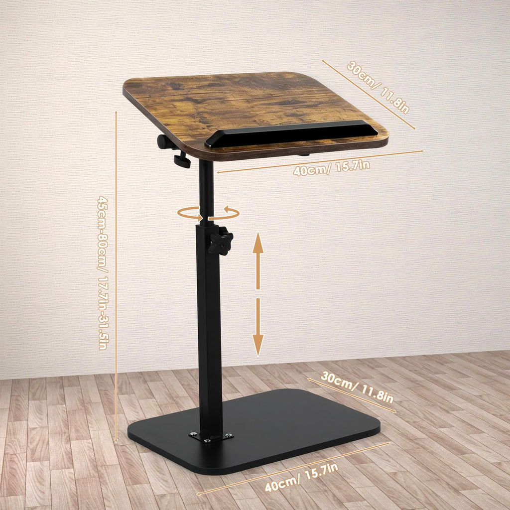comfoyar C Shaped Side Table Adjustable Height, 360° Swivel 180° Flip Bedside Table with Slat for Sofa Bathtub - image 2