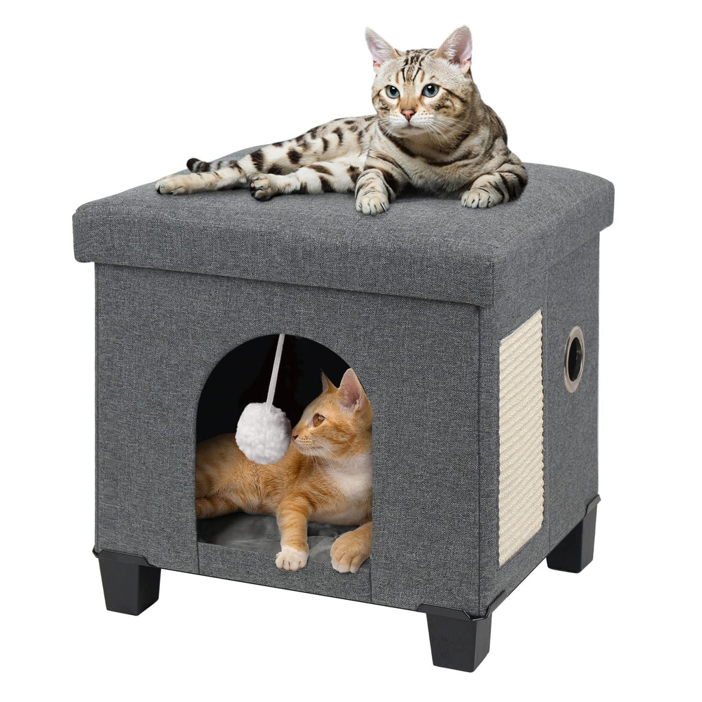 BRIAN & DANY Collapsible Cat Cave - Cube Cat House with Scratch Board