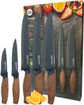 Taylors Eye Witness 5pc Knife Set | Walnut Look & Blue Non-Stick Blades