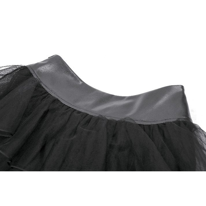 Dark in Love Black Tulle Layered Goth Mini Skirt with Studded Waist