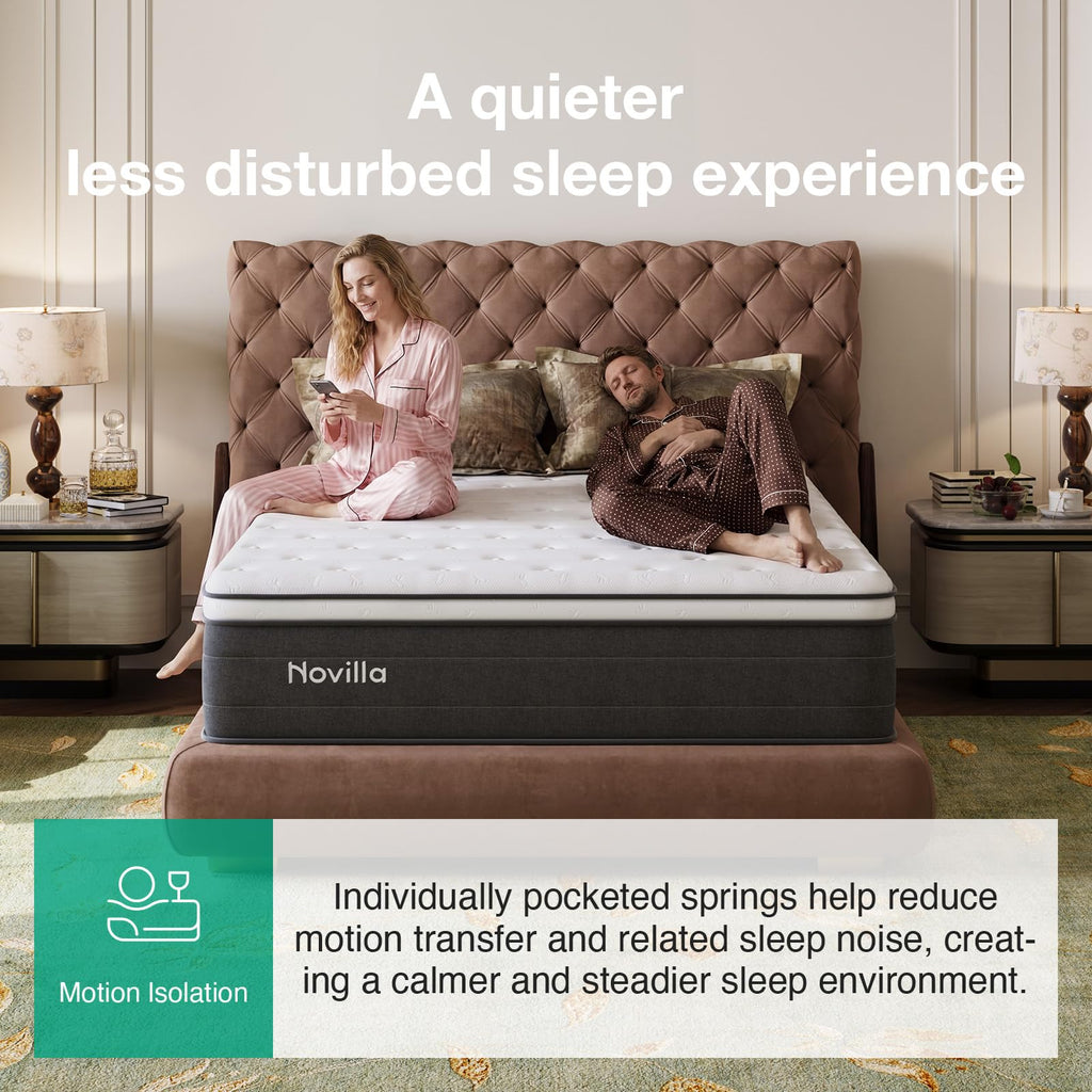 Novilla Small Double Mattress 4FT – 27CM Medium Firm Memory Foam Hybrid Mattress with 7-Zone Pocket Sprung Support, Motion Isolation, Pressure Relief - image 4