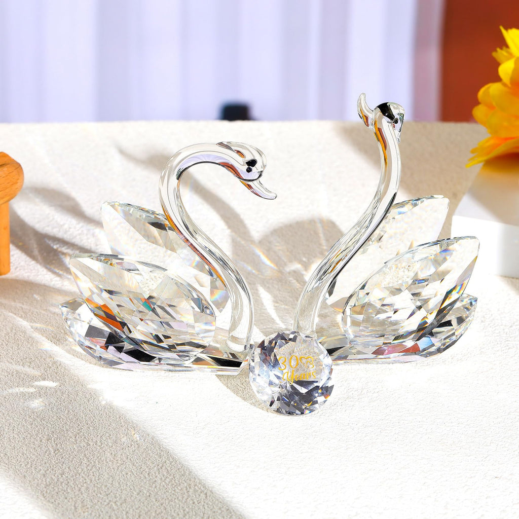 Jolof Store Crystal Swan Figurines | 30th Wedding Anniversary Glass Gift