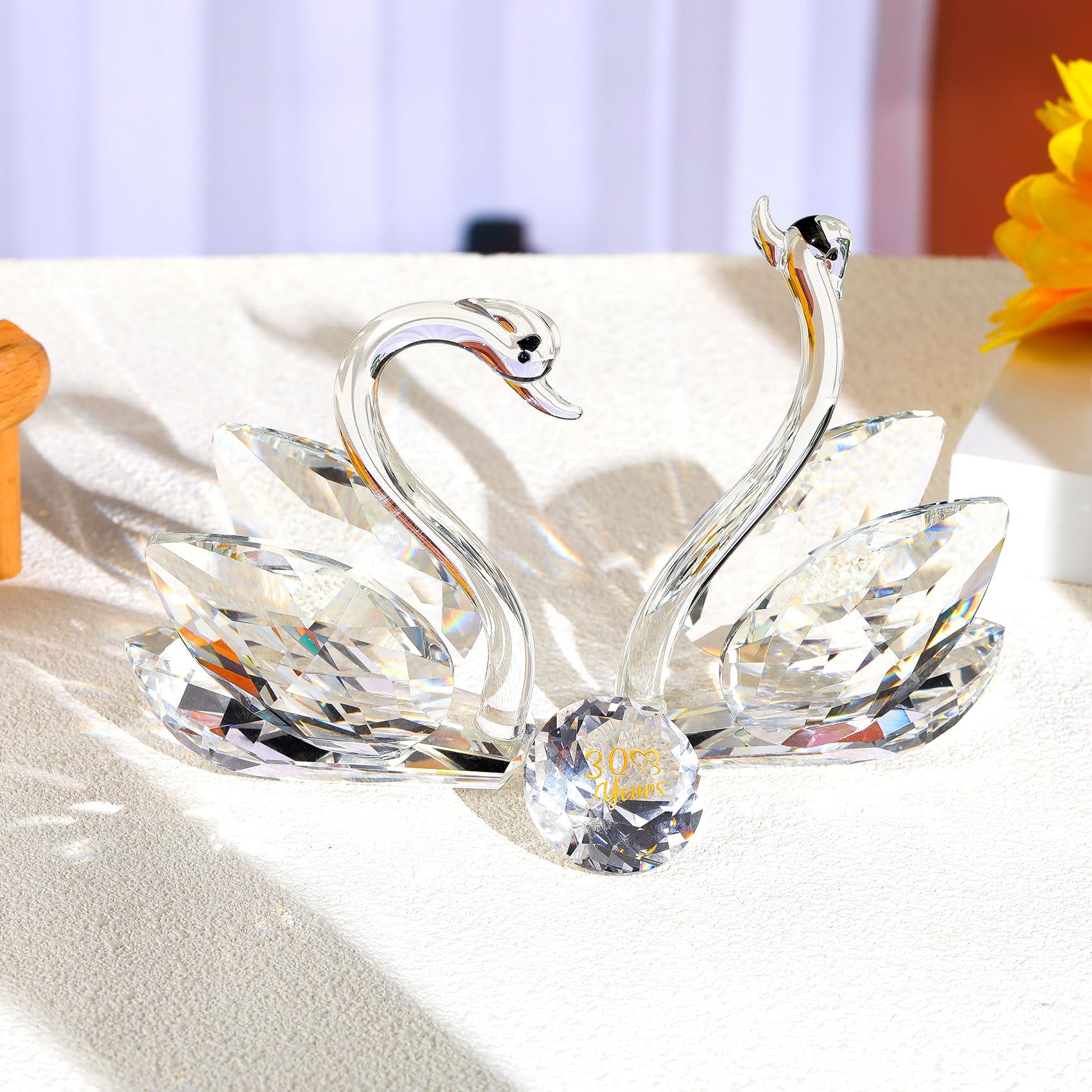 Jolof Store Crystal Swan Figurines | 30th Wedding Anniversary Glass Gift