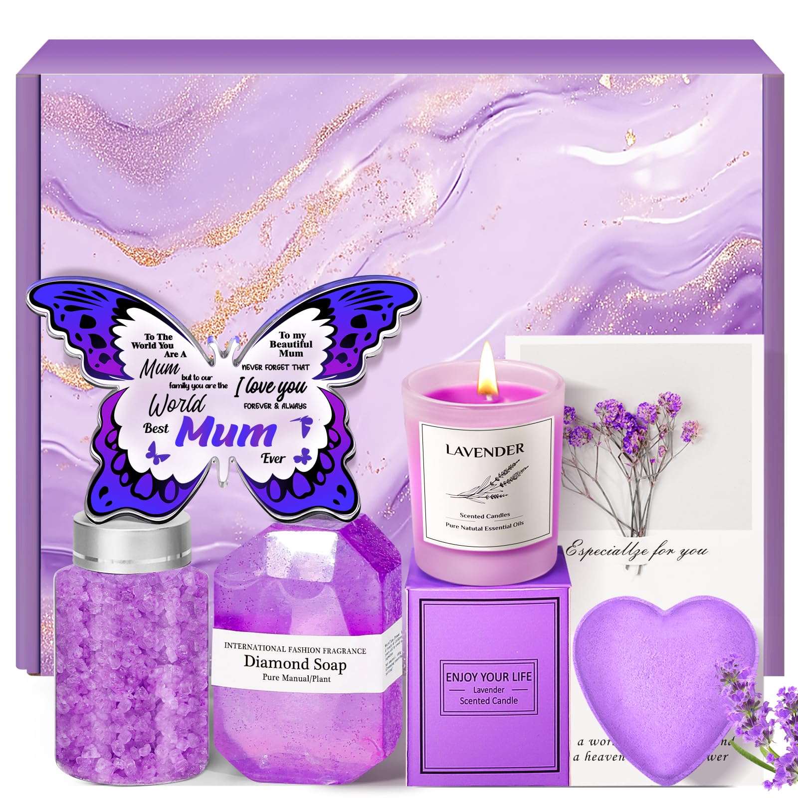 Mum Pamper Hamper – Lavender Candle & Bath Gift Set