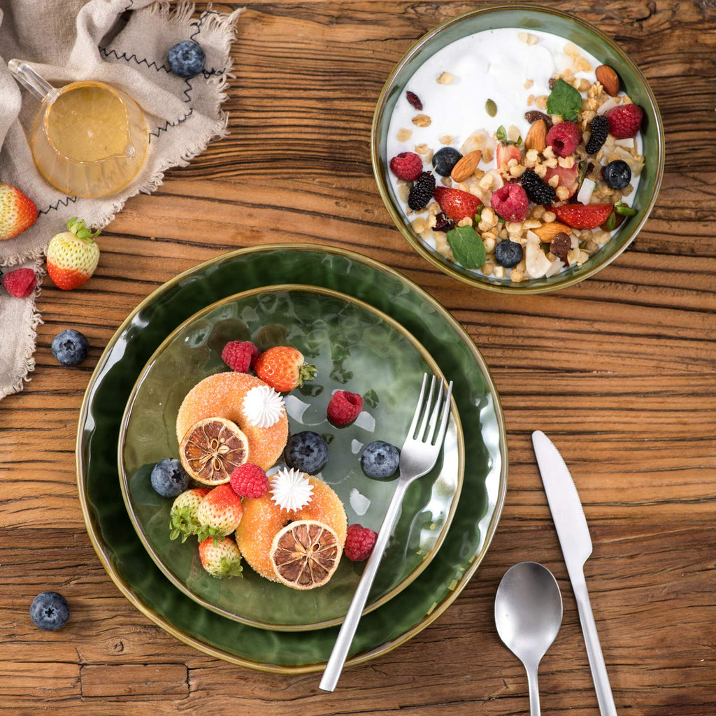 Jolof Store 8-Inch Ceramic Dessert Plates | Set of 6 Fluted Porcelain