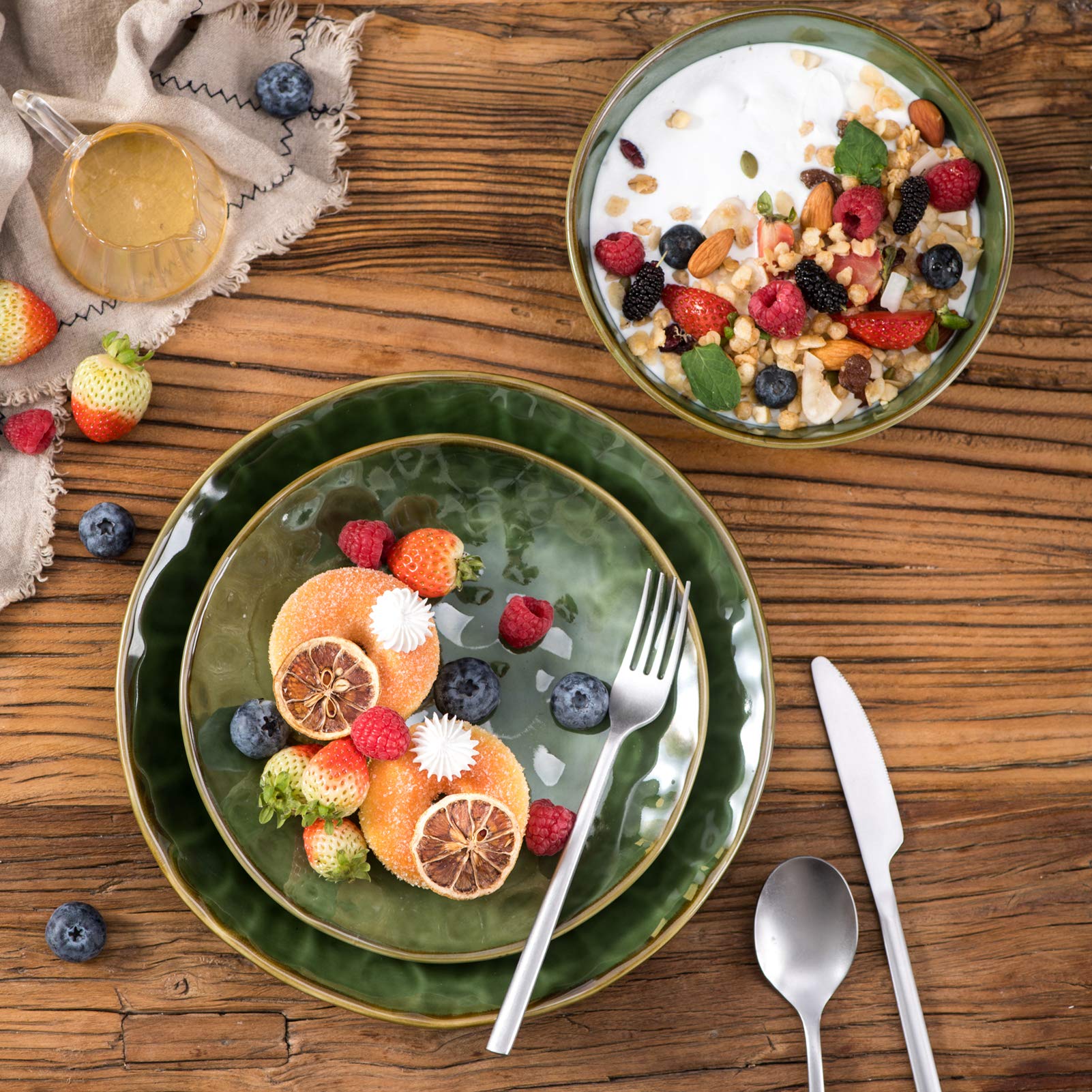 Jolof Store 8-Inch Ceramic Dessert Plates | Set of 6 Fluted Porcelain