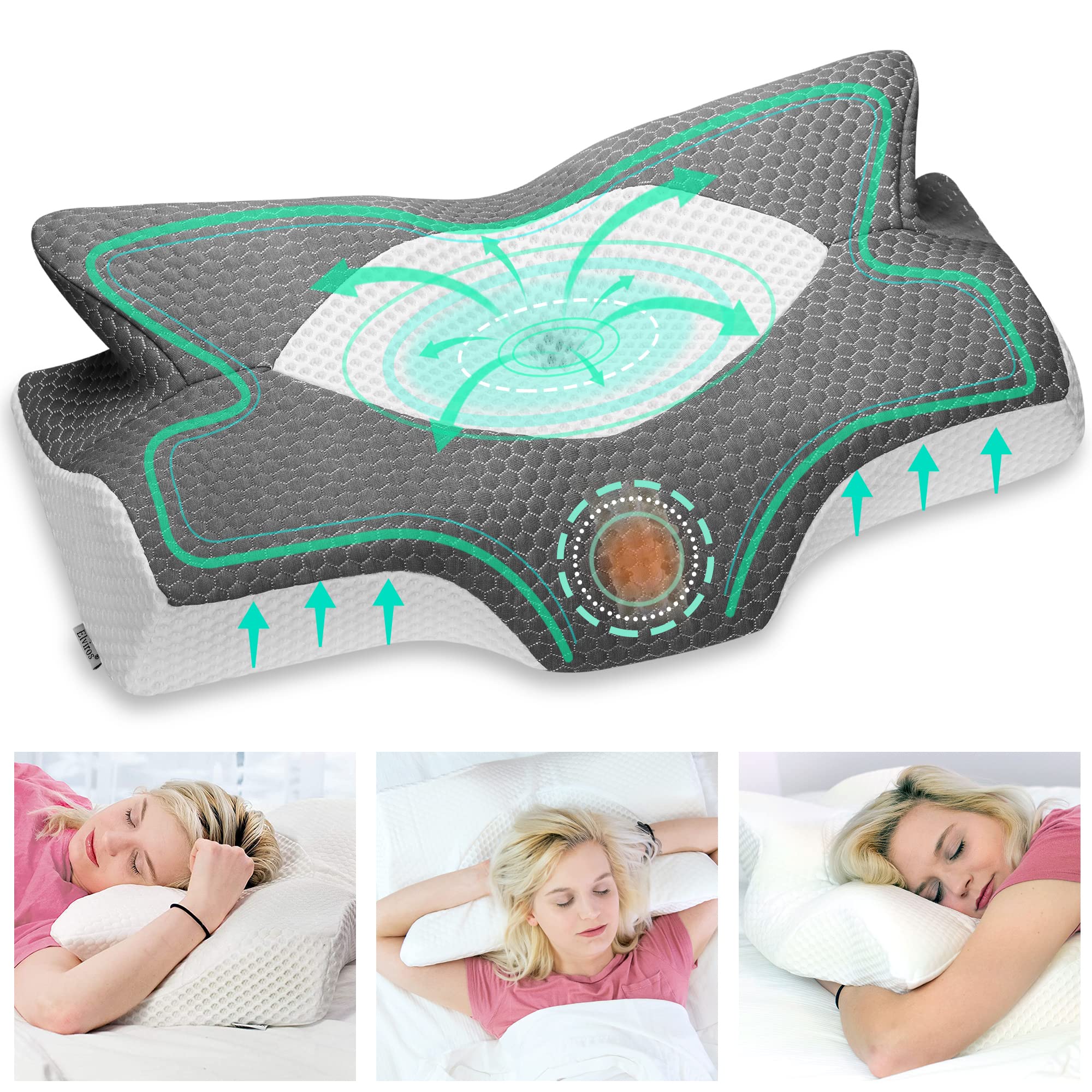 Elviros Cervical Memory Foam Pillow – Orthopedic Neck Support for Pain