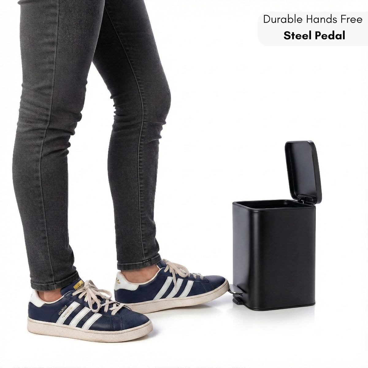 Erreke Bathroom Pedal Bin 3L, Black, Removable Inner Bucket, Modern Design - image 3