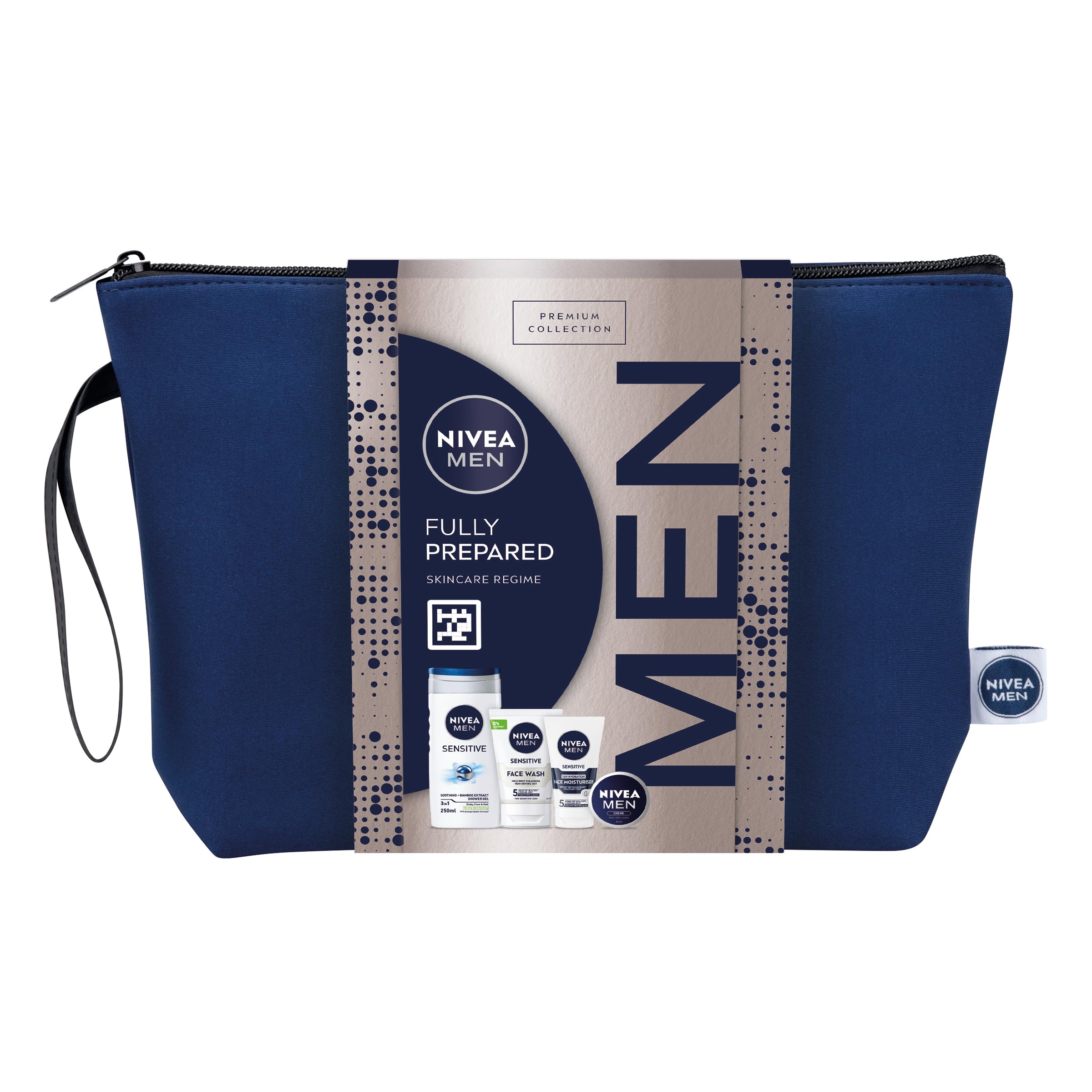 NIVEA MEN Sensitive Skincare Gift Set | 5-Piece Grooming Kit with Washbag