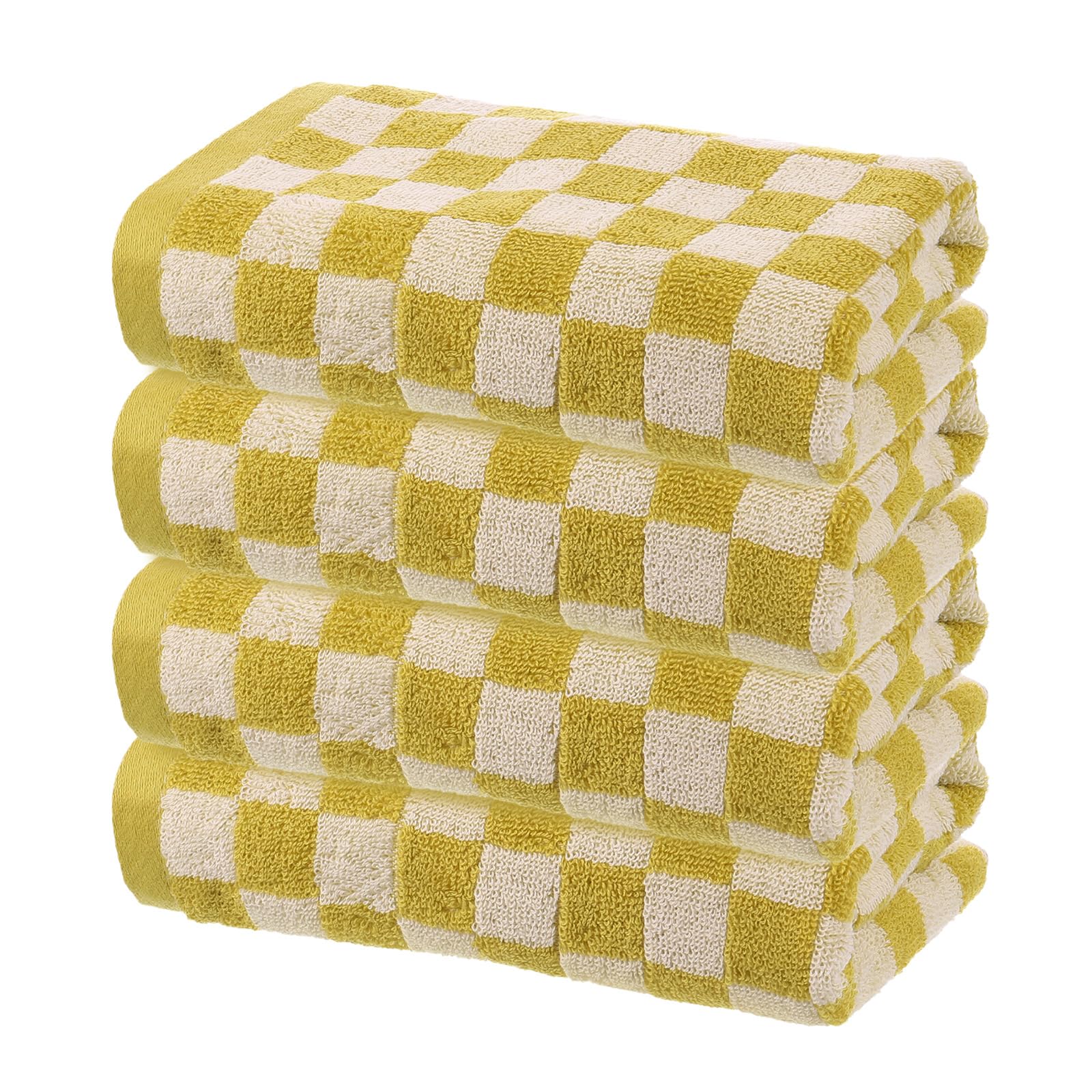Jolof Store Cotton Hand Towels - 4 Pack Yellow Absorbent Face Cloths