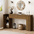Mossora 155cm Brown Fluted Narrow Console Table with Storage Cabinets - image 1
