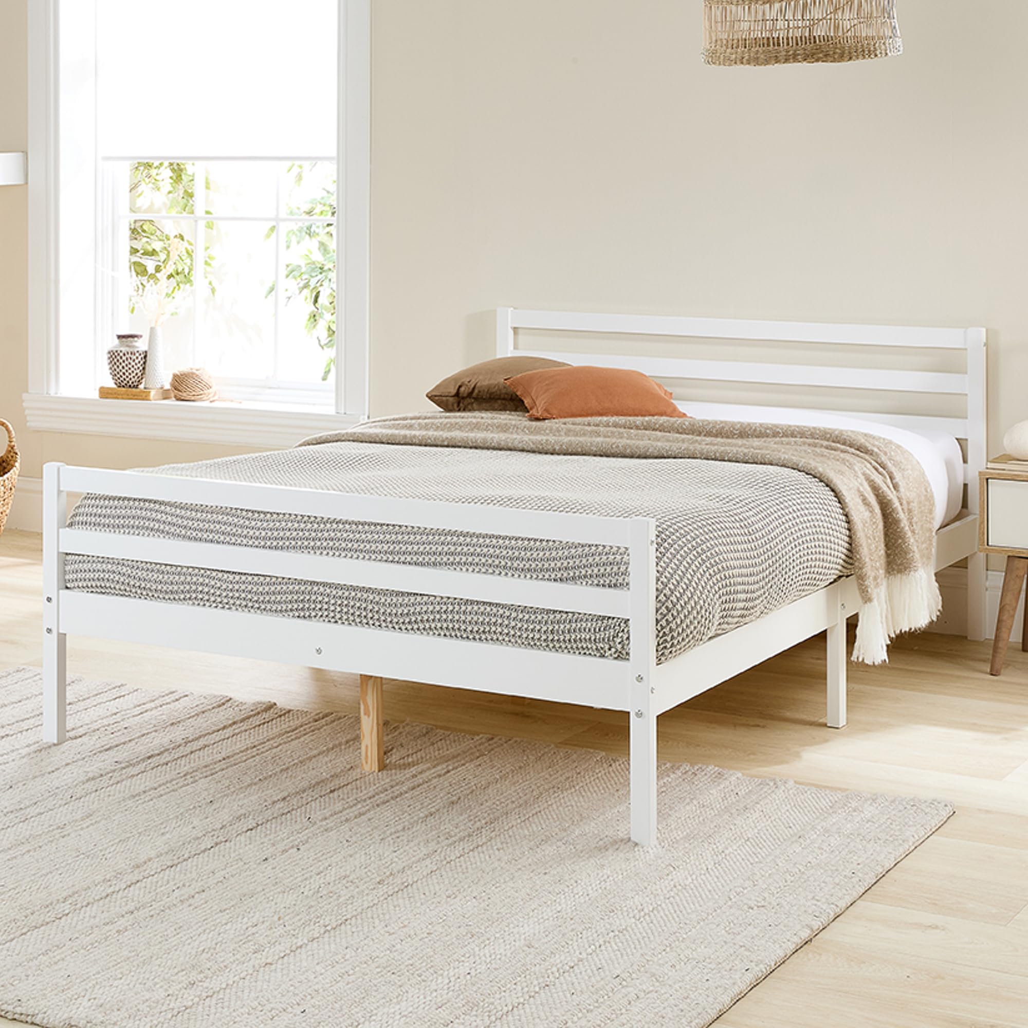 Aspire Beds Alpine Solid Wood Single Bed Frame - White Shaker Style