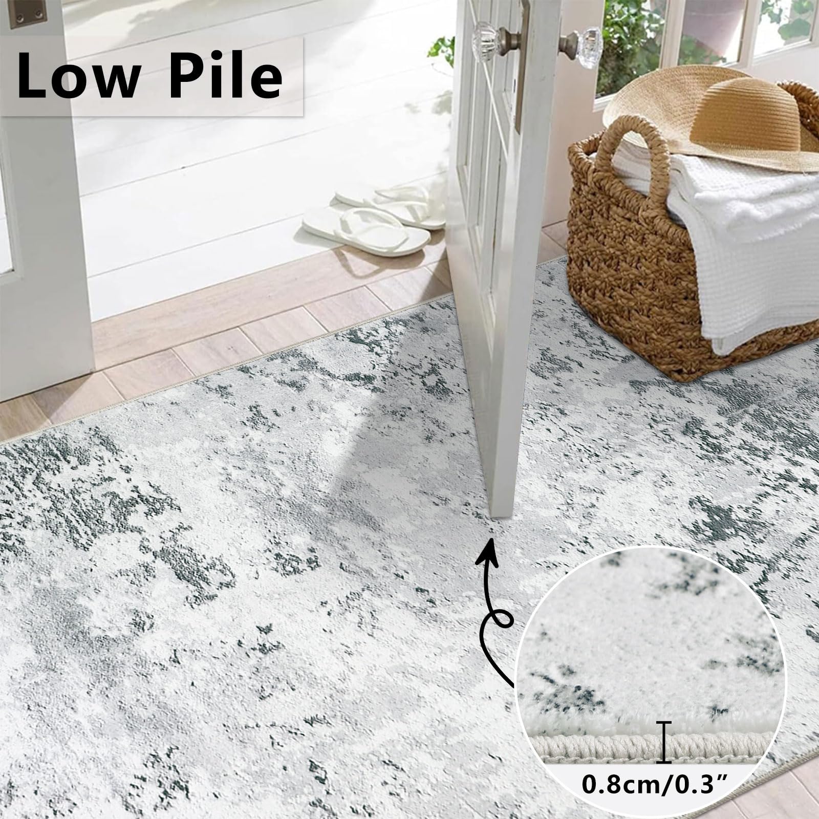 Homcomodar Abstract Runner Rug | 80x300cm Non-Slip Washable Faux Wool