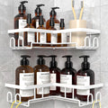 Jolof Store Corner Shower Caddy – Rustproof L-Shaped Shelf, 2-Pack White