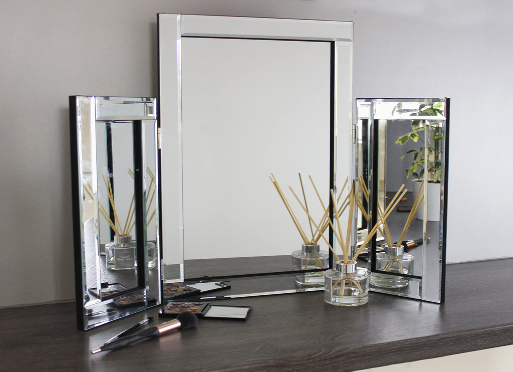 Marco Paul Tri-Fold Vanity Mirror – Bevelled Glass Dressing Table Mirror