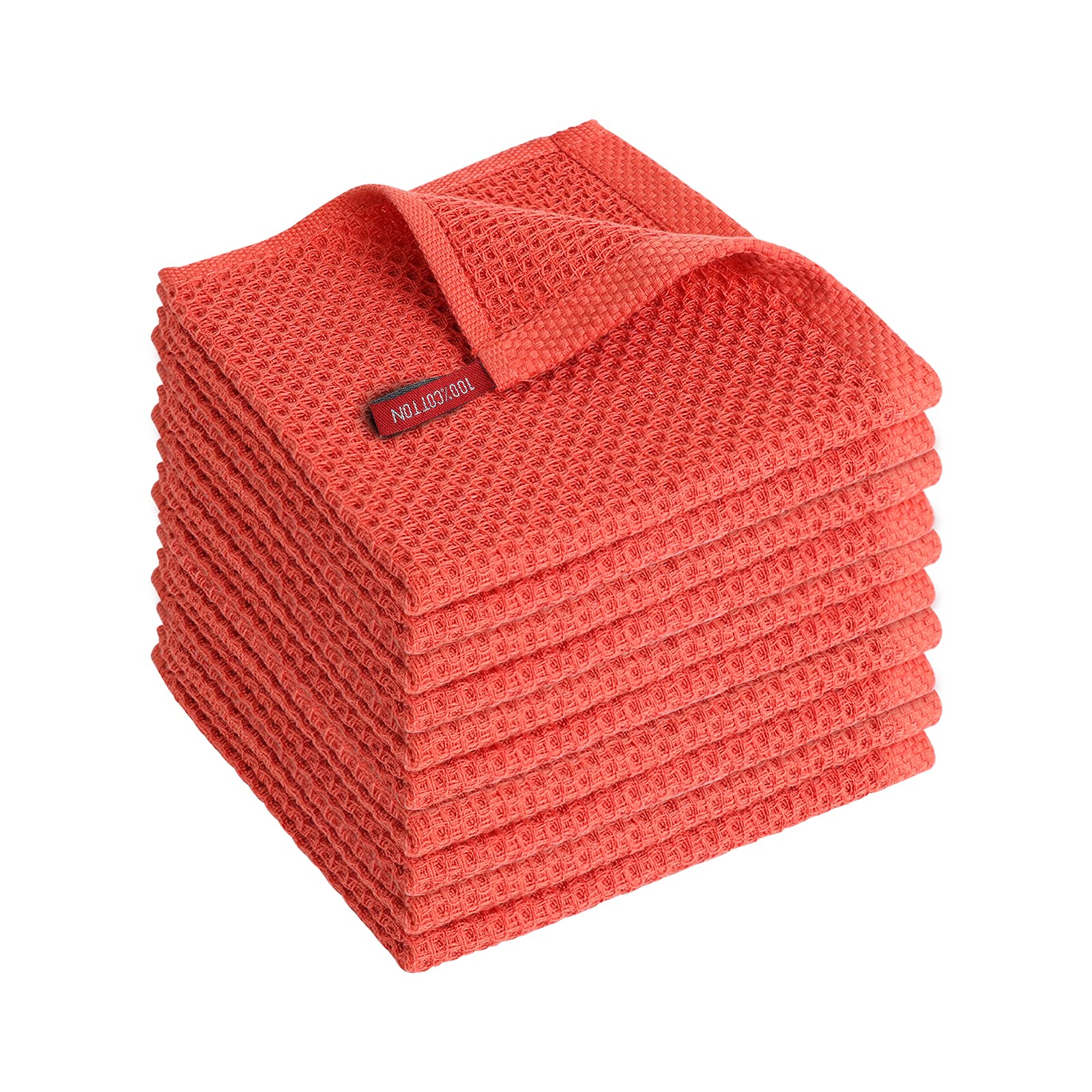 SFTXEY 100% Cotton Kitchen Tea Towels – 10 Pack Waffle Weave Dishcloths
