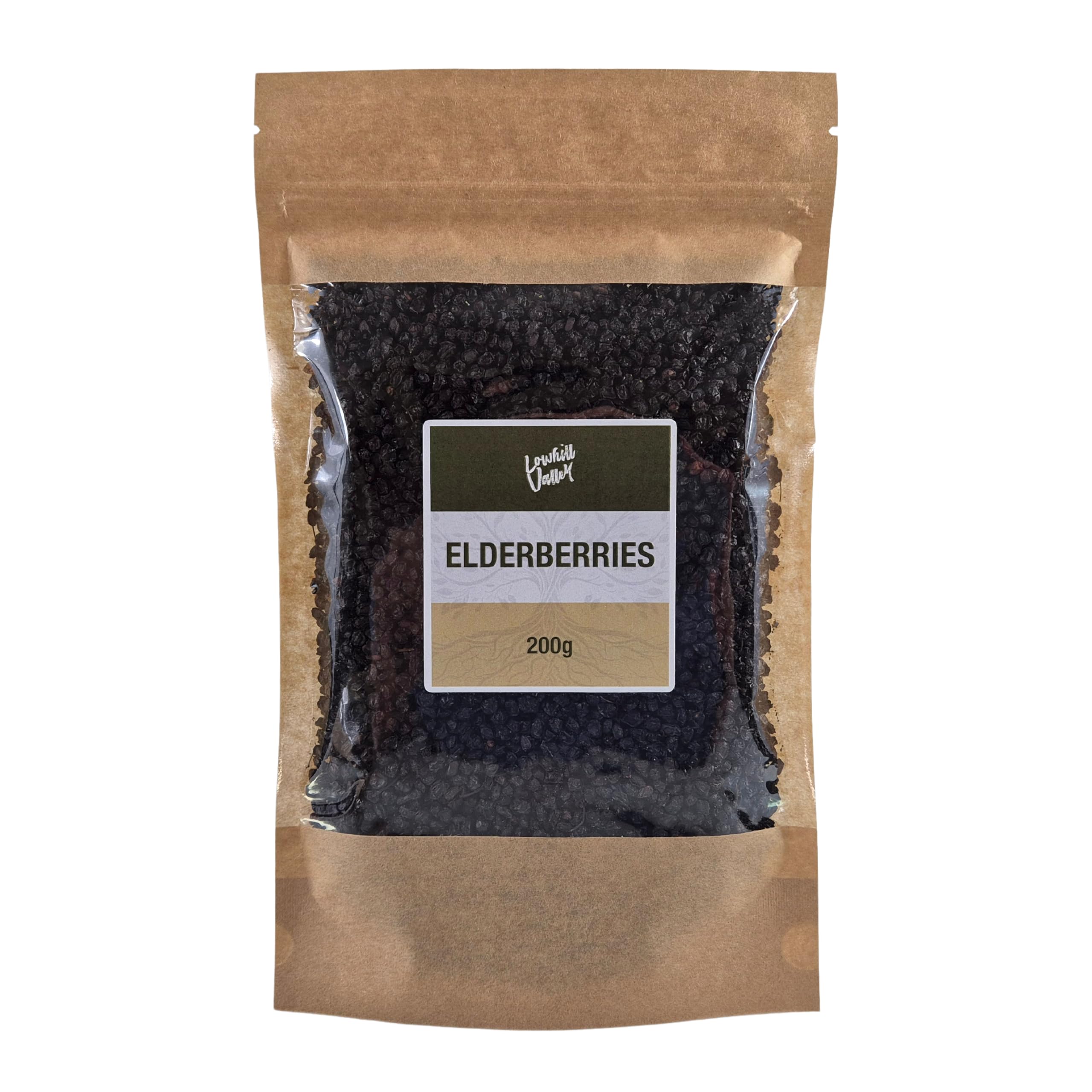 Lowhill Valley Whole Dried Elderberries – Sambucus Nigra Herbal Tea - 200g