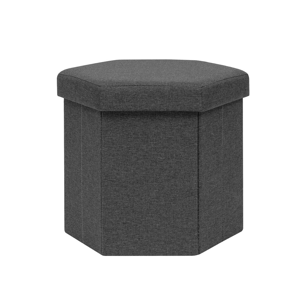 Bonlife Folding Storage Ottoman Hexagonal, Footrest with Toy Ches Box, 43cm - image 1