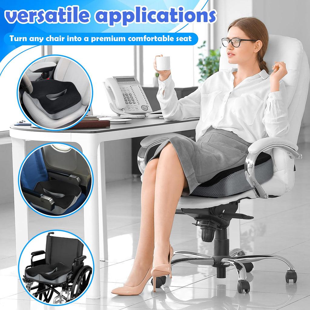 POOTACK Memory Foam Seat Cushion – Ergonomic Coccyx & Sciatica Support