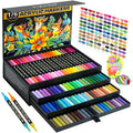 Lyuvie 176-Color Acrylic Paint Markers | 88-Pack Brush Tip Pens for Rock