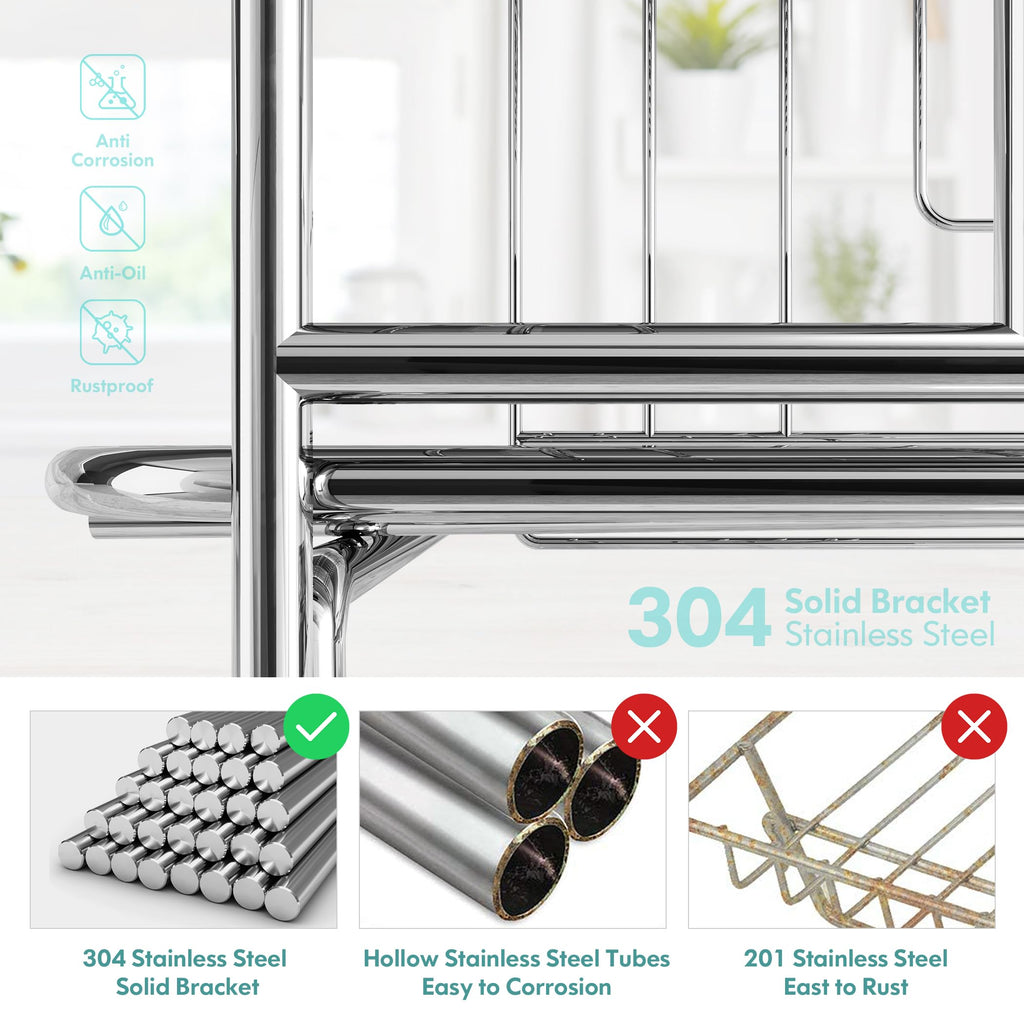 Romision 2-Tier Dish Drying Rack | 304 Stainless Steel with Swivel Spout