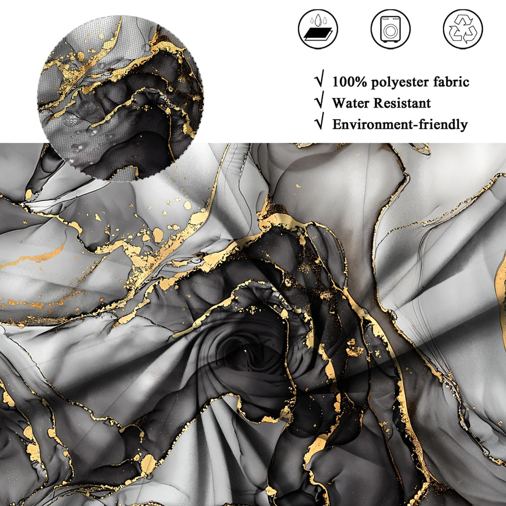 ASDCXZ Black Marble Shower Curtain 180x200 cm, Modern Abstract Art Gray Black Gold Marble Optics Texture Waterproof Bath Curtain Polyester Textile - image 5
