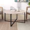 Jolof Store Round Coffee Table – Modern Wood and Metal Tea Table