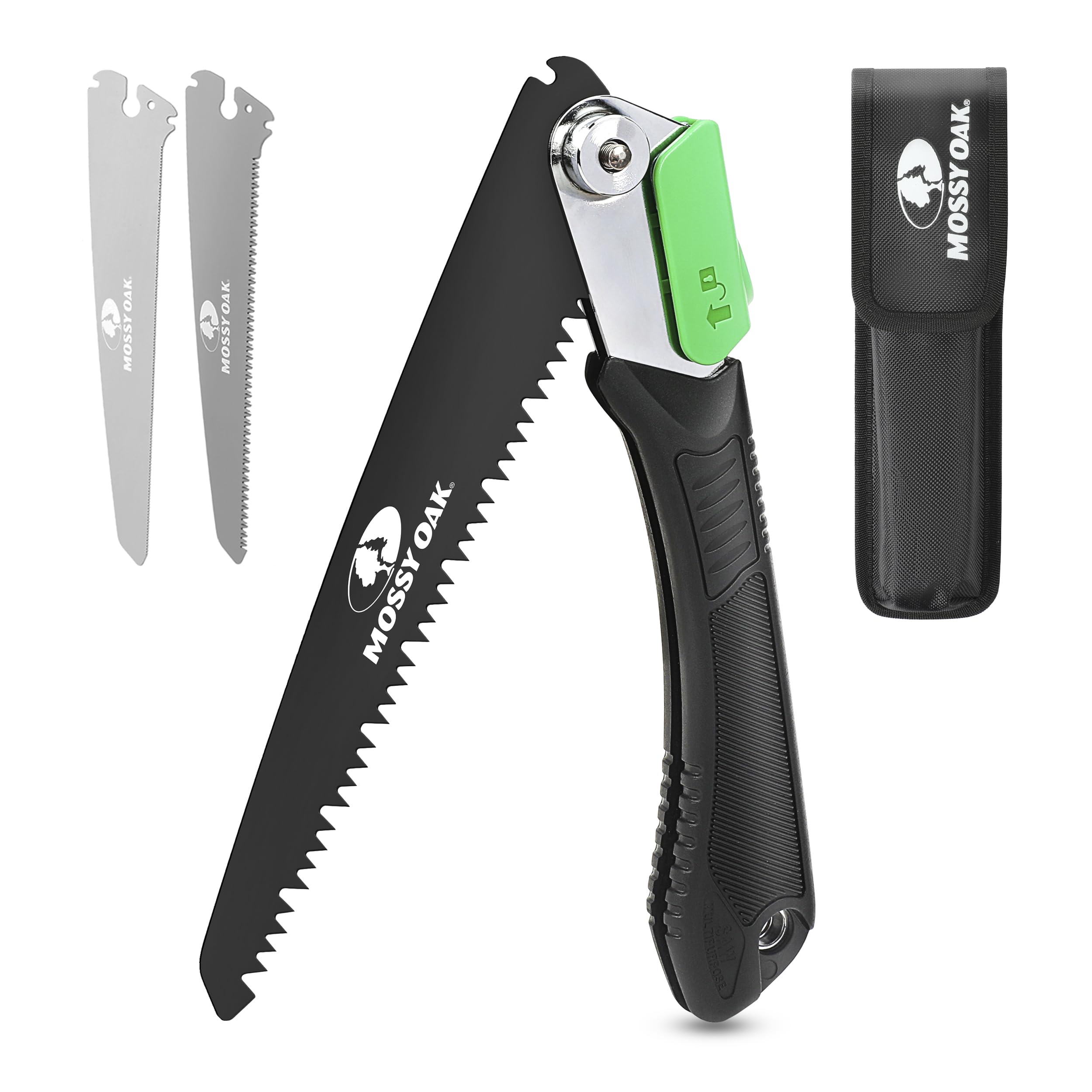 Mossy Oak Folding Pruning Saw | 3 Cr-V Blades for Wood, Bone & PVC