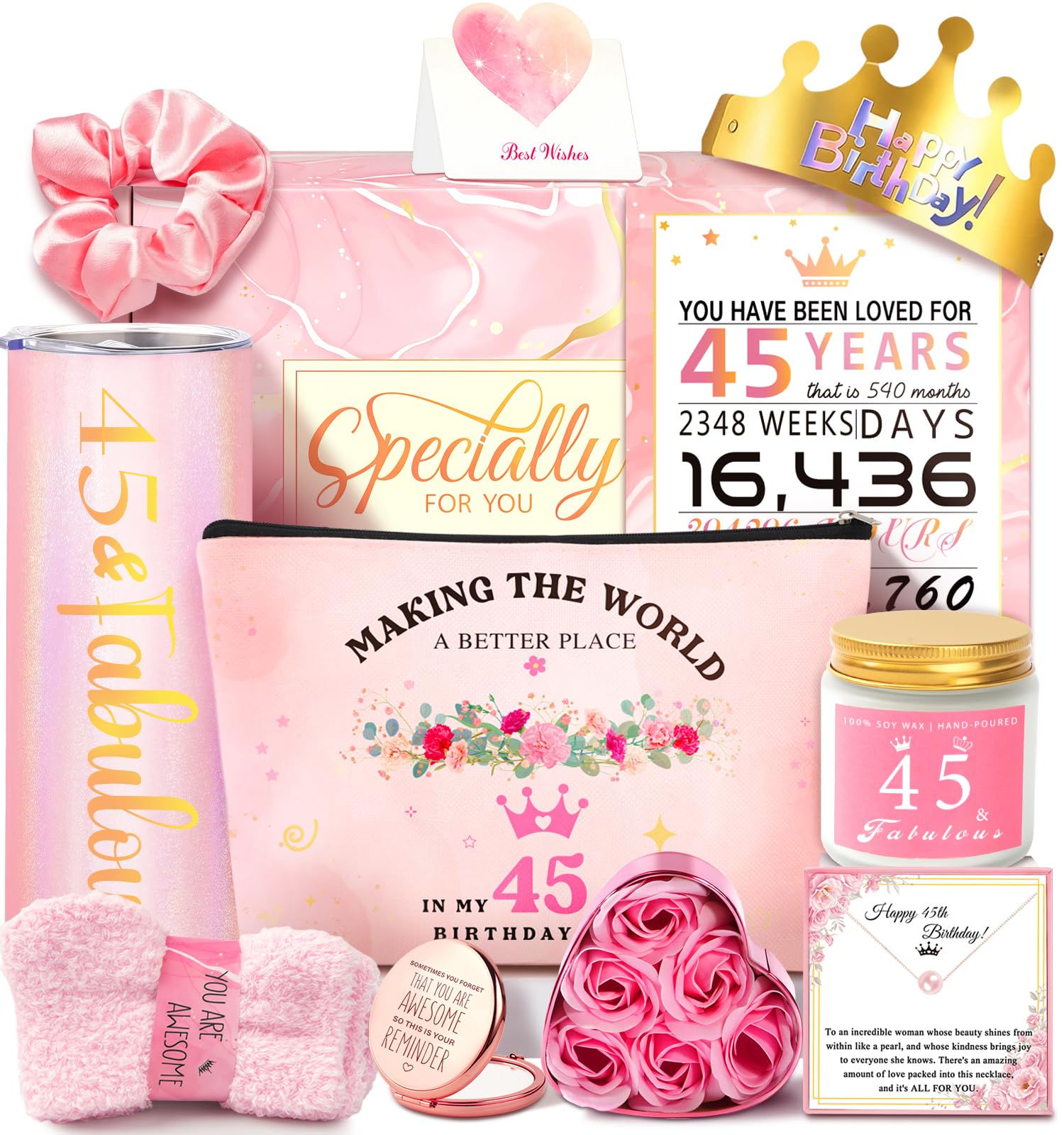 45th Birthday Gift Box for Women – 12pc Fabulous Gift Set