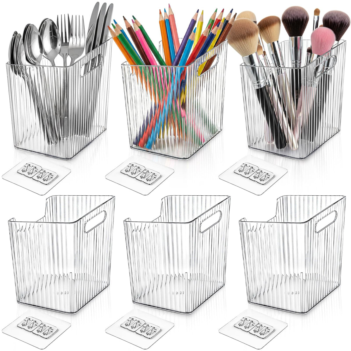 WRINGKIT 6 Pack Kitchen Cabinet Door Storage Box, Self-Adhesive Wall Mounted Cupboard Organiser, Stackable Storage Organizer Holder Basket for Walls - image 1