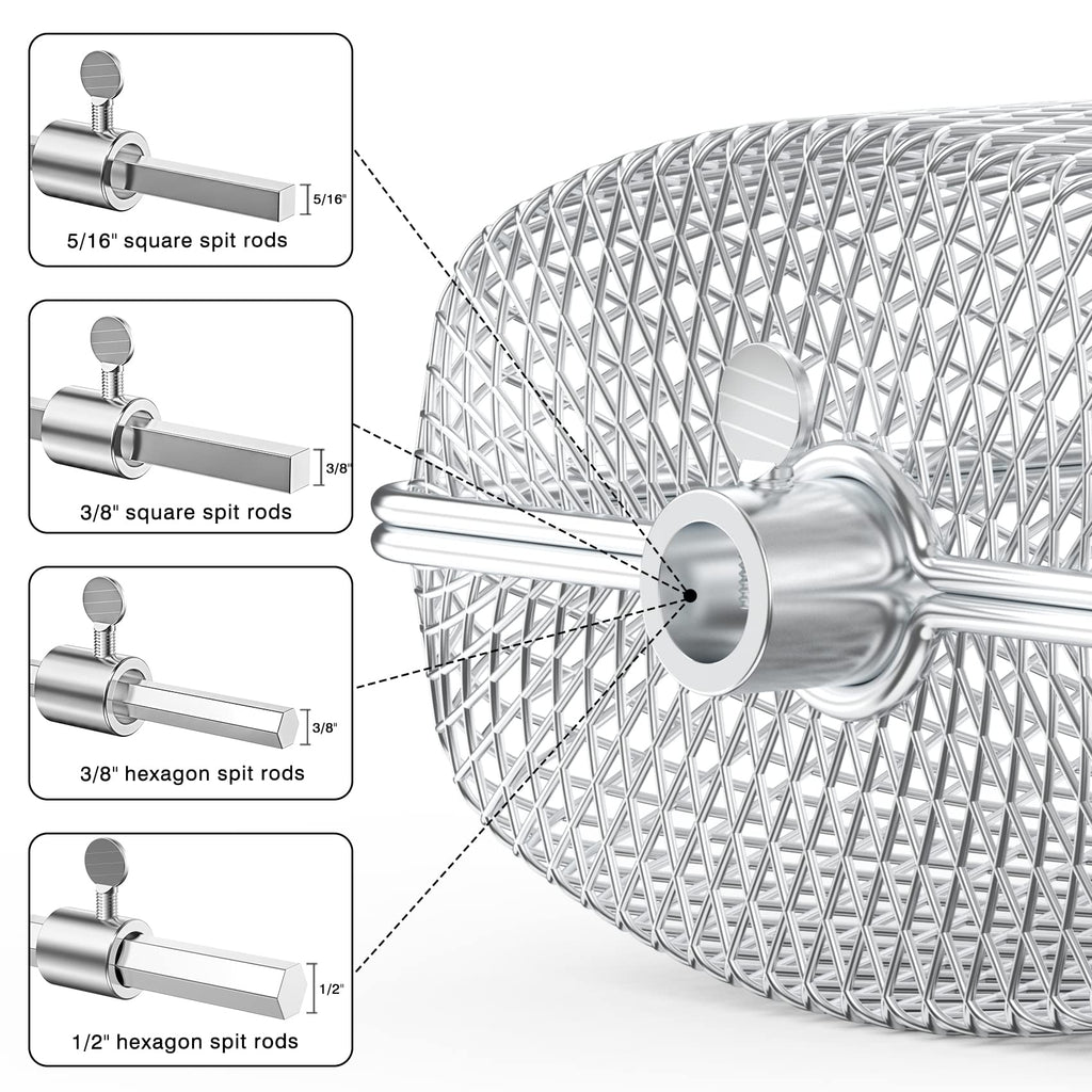 Onlyfire 3-Pack Stainless Steel Rotisserie Grill Basket Cage for Spit Rods