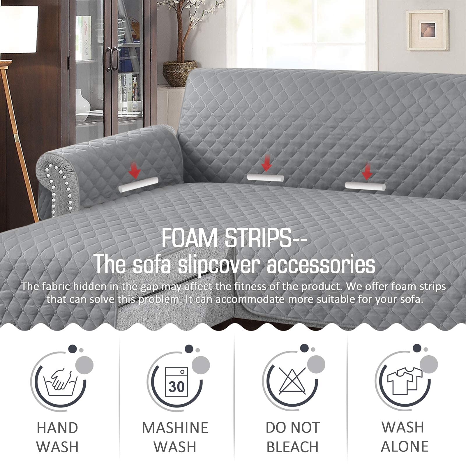 TAOCOCO L-Shape Corner Sofa Cover – Reversible Pet Protector, Pale Grey