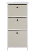 Jolof Store Lindo Slim Storage Cabinet with 3 Fabric Drawers - Natural