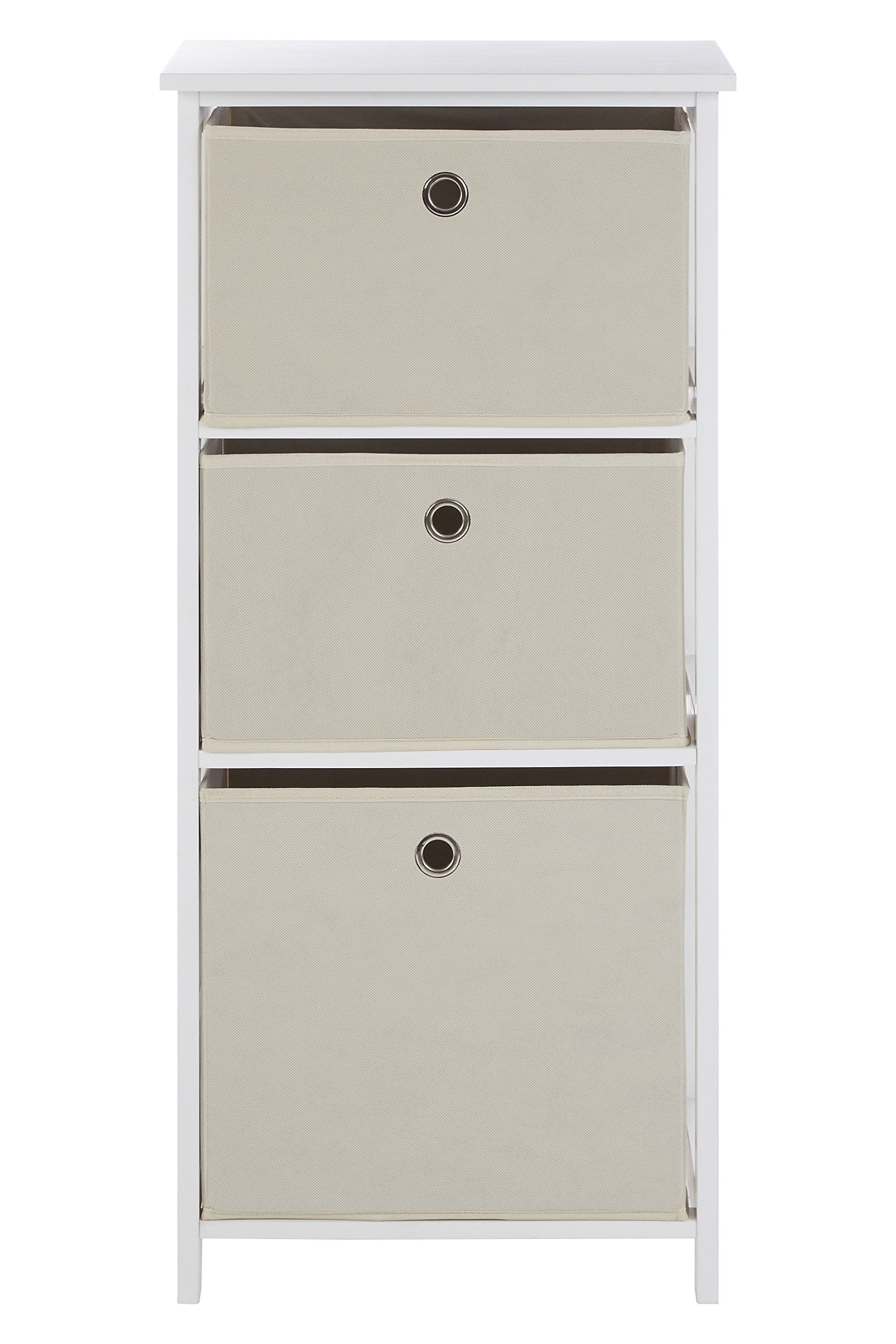 Jolof Store Lindo Slim Storage Cabinet with 3 Fabric Drawers - Natural