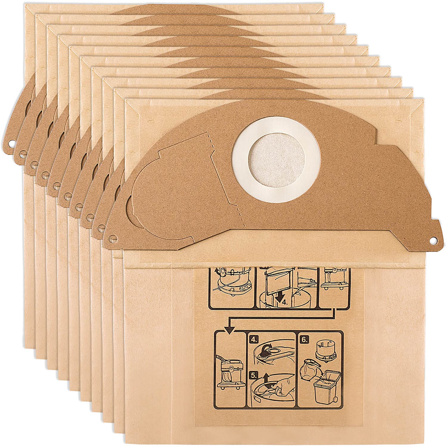 Awinker Paper Filter Bags for Karcher WD2 MV2 A2004 – 10 Pack Replacement