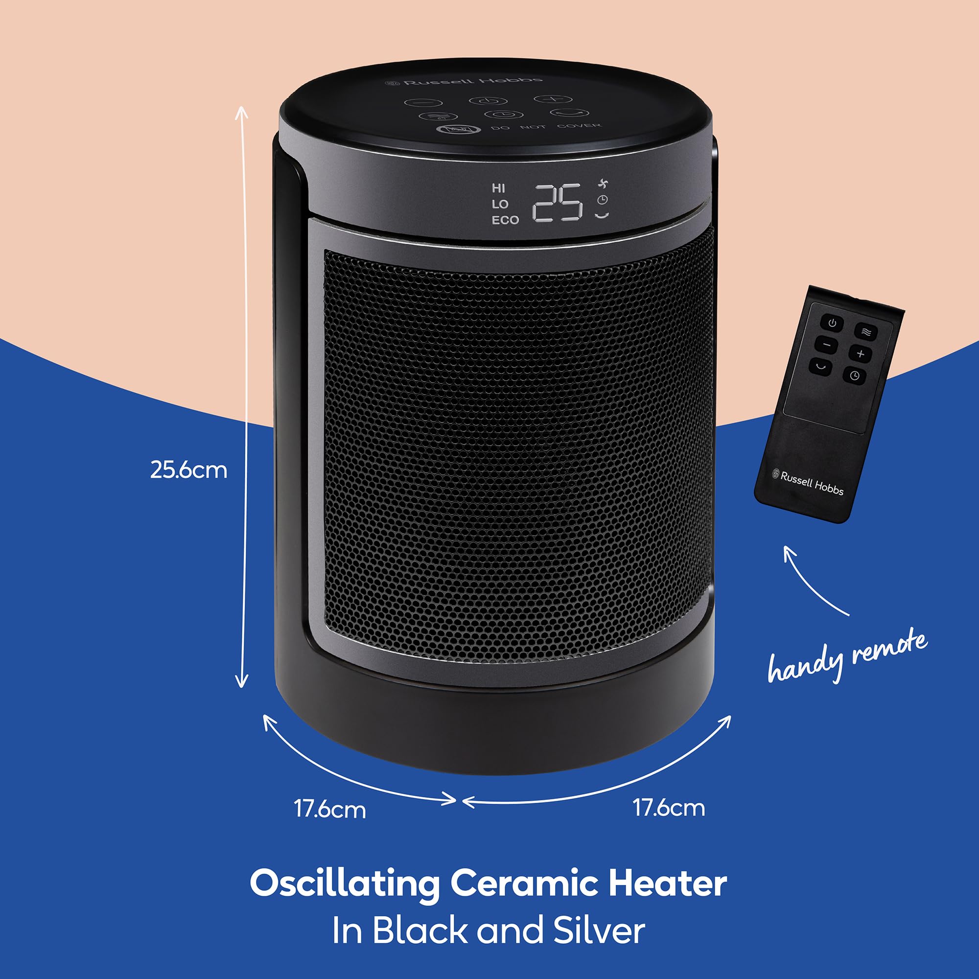 Russell Hobbs 1500W Portable Ceramic Space Heater – Oscillating with Remote