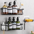 ALOCEO Shower Caddy 3 Pack | Matte Black Stainless Steel No-Drill Shelf