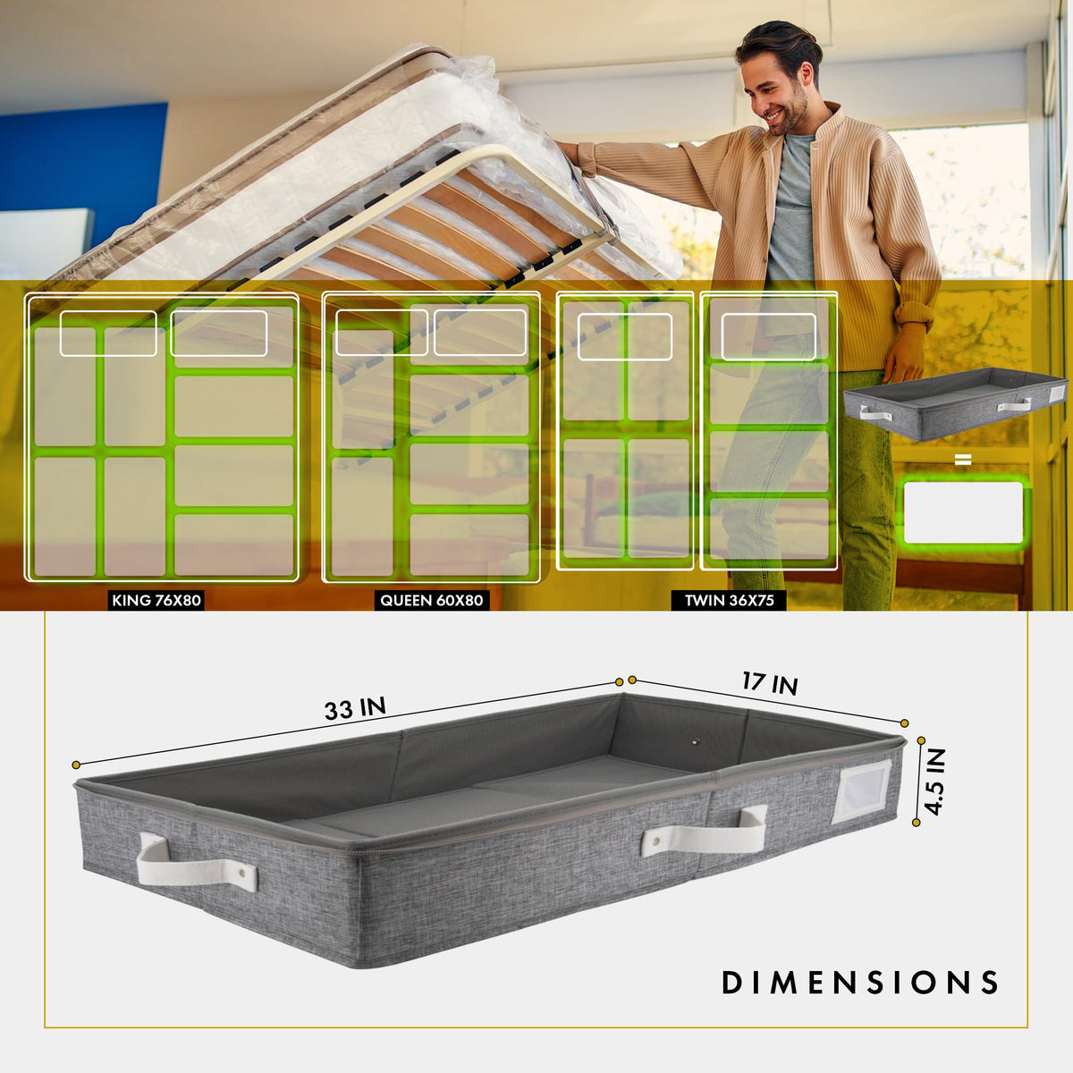 Homelux Theory Low Profile Underbed Storage Boxes, 2 Pack Under Bed Storage Organizer Slim Under Sofa Storage Box with Containers and Lids - image 2