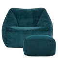 icon Natalia Cord Bean Bag Chair & Footstool with Filling Included, Teal