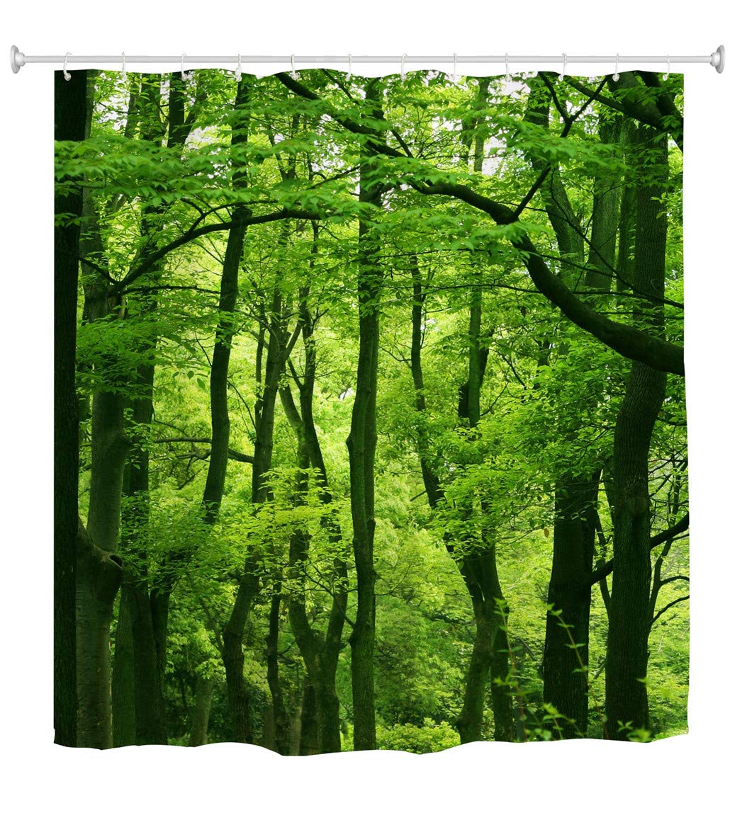 Goodbath Forest Shower Curtain | Waterproof Polyester Fabric, 180x200cm