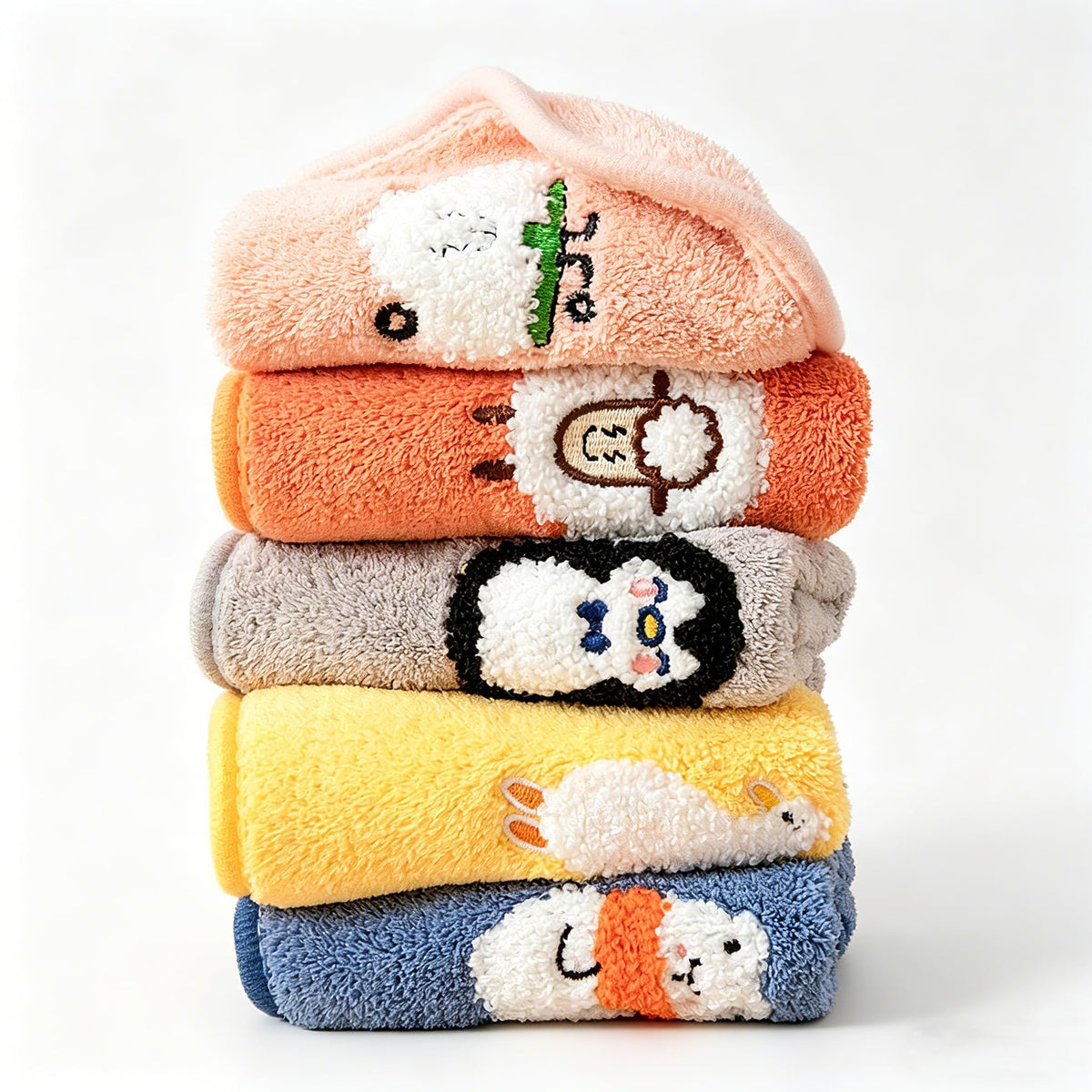 Embhlitfe 5Pcs Children's Facial Towel, Cute hand towel set Multicolor Fingertip Towels - image 1