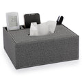 BTSKY Linen Tissue Box Holder with Remote Control Storage Desk Organizer