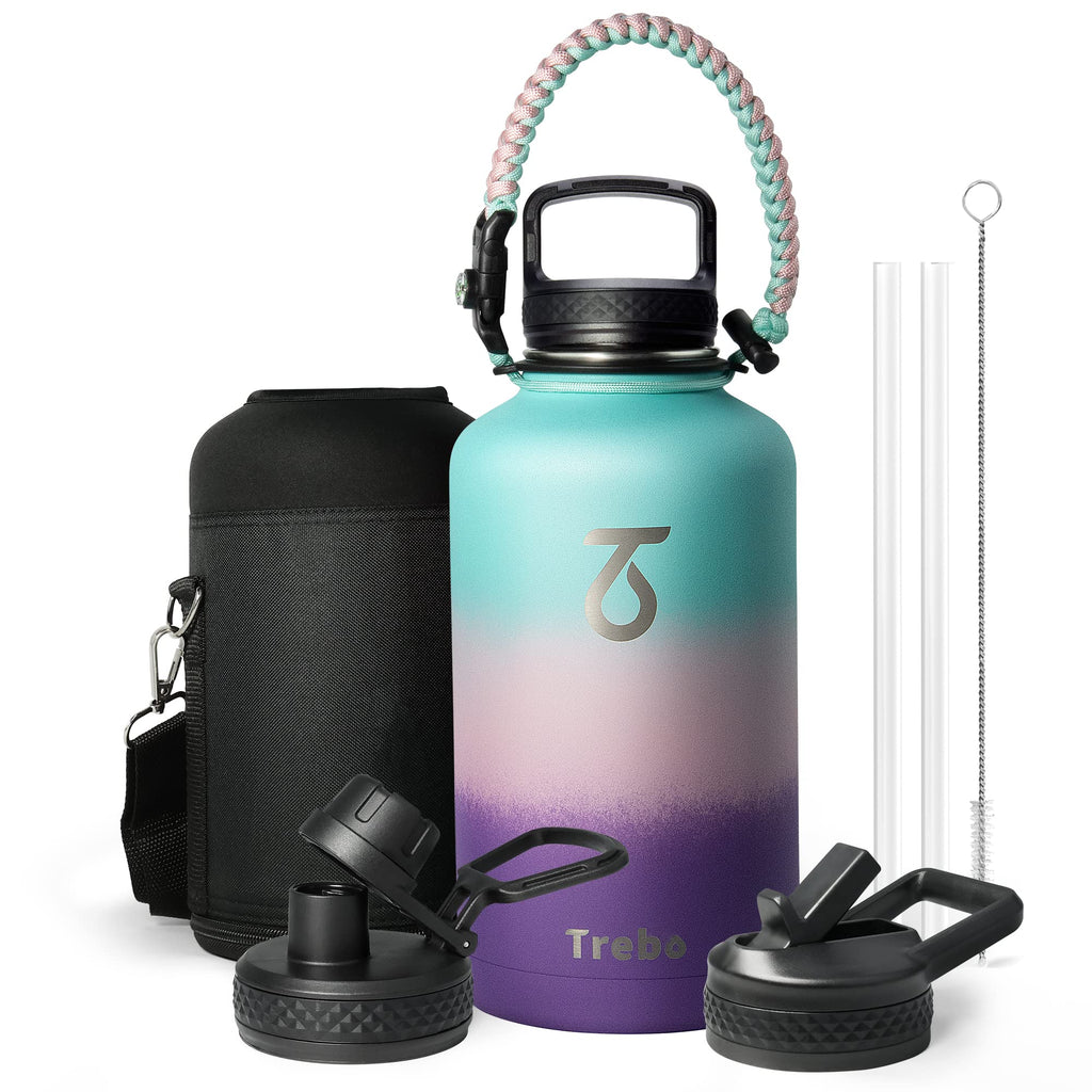 Trebo 2L Insulated Stainless Steel Water Bottle with Paracord Handle