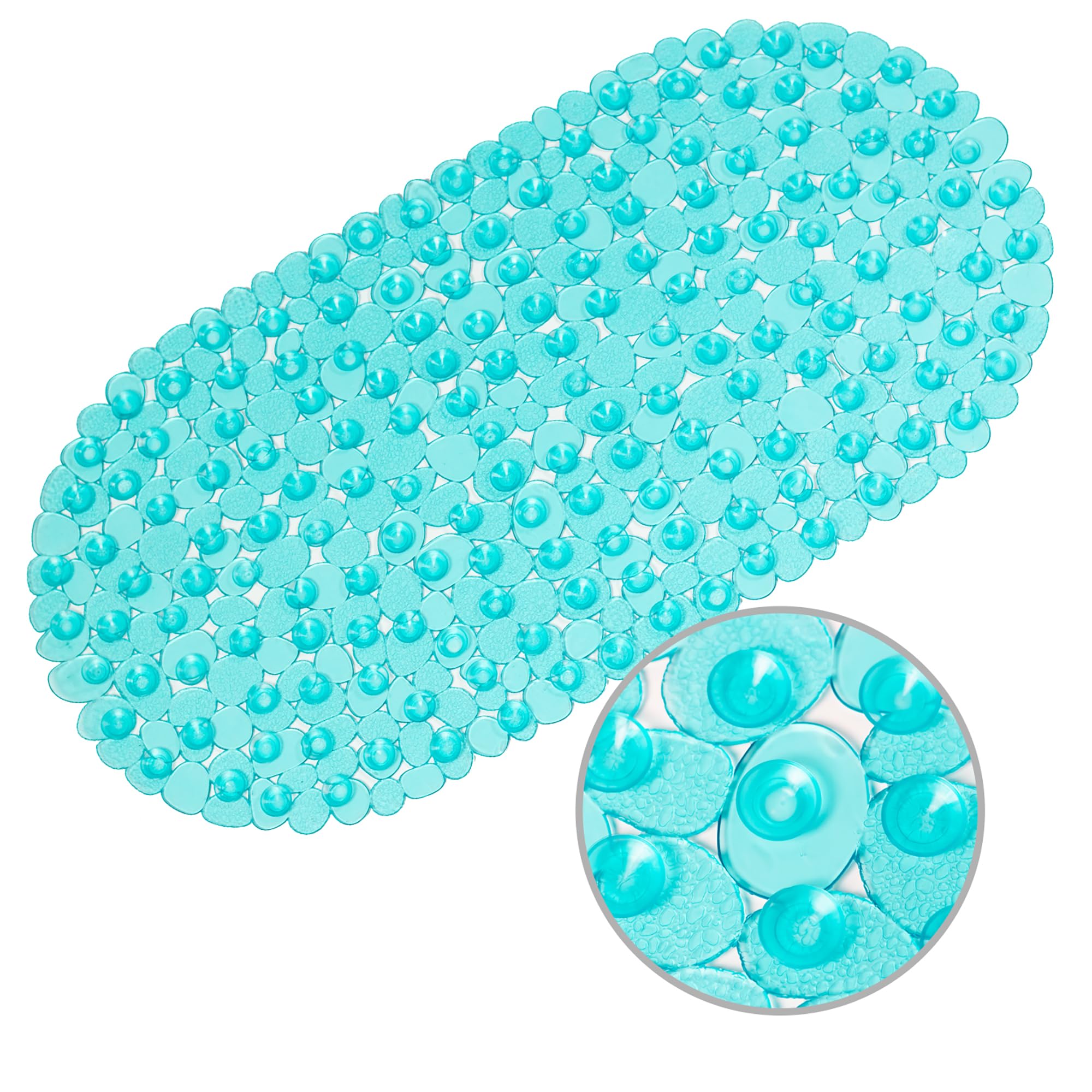 WELTRXE Non-Slip Pebble Bath Mat | Anti-Mould PVC Oval Shower Mat