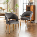 younturn Modern Velvet Dining Chairs Set of 2 | Grey Upholstered Armchairs