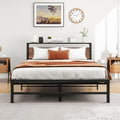 VERFARM King Metal Platform Bed Frame with Storage Shelf Headboard