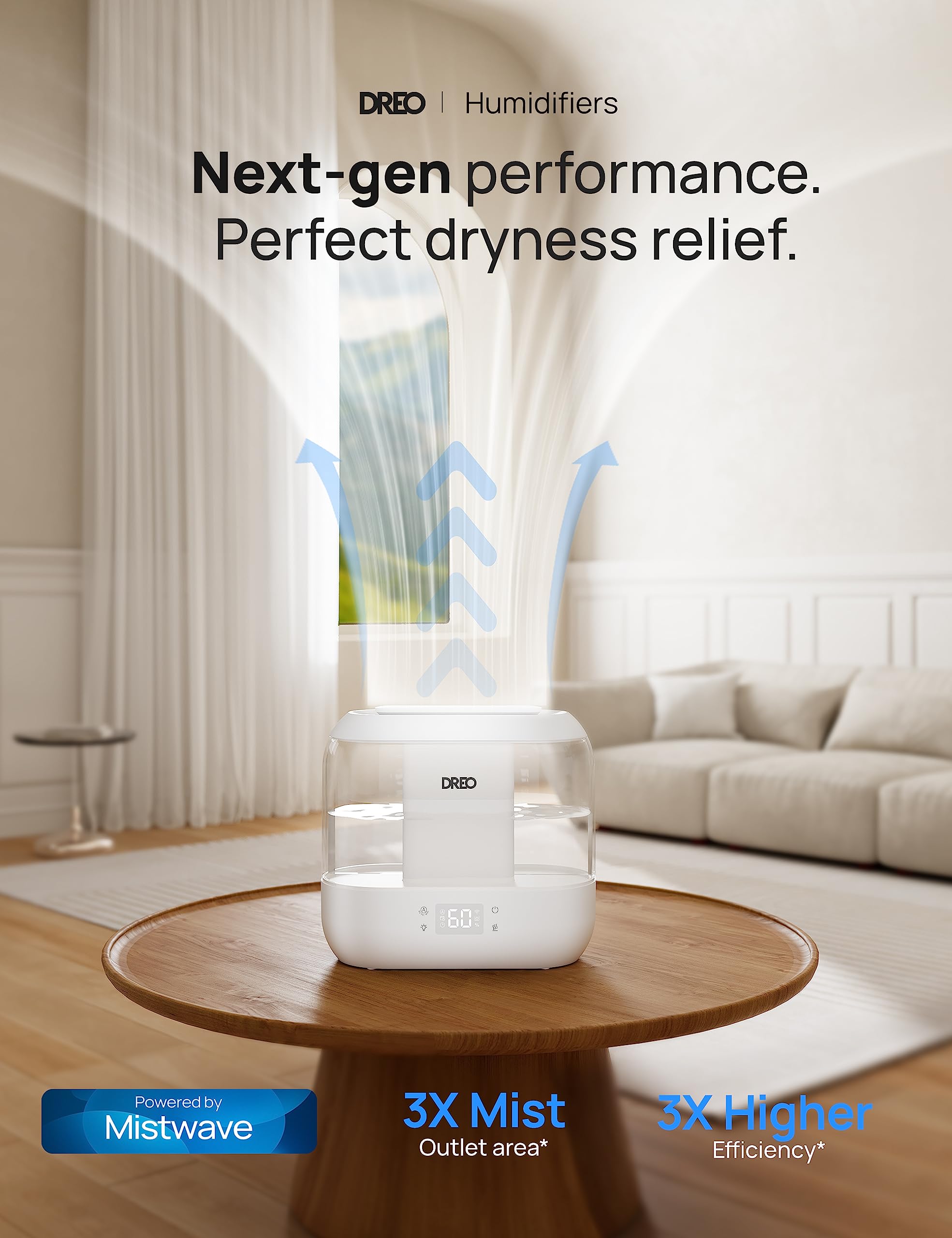 Dreo Smart Cool Mist Humidifier | 4L Ultrasonic Oil Diffuser for Bedroom